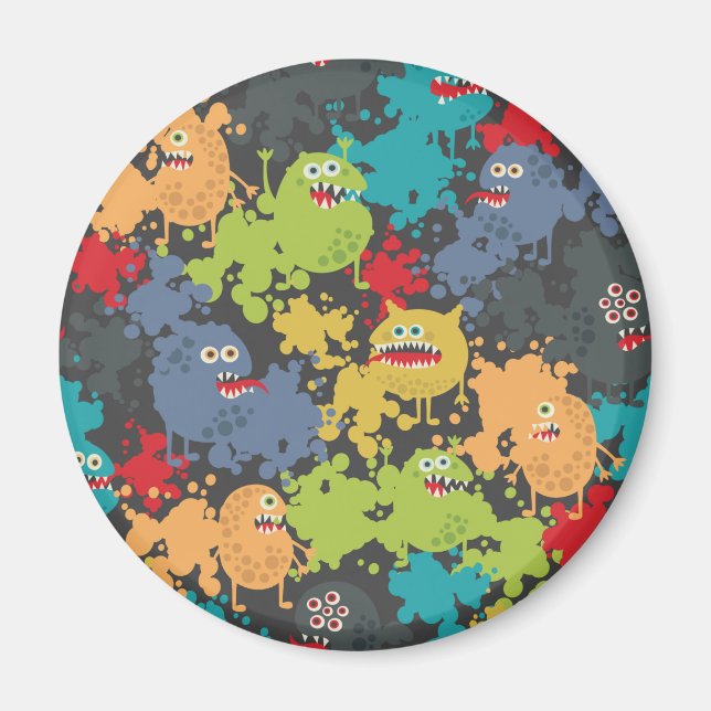 Little cute funny monsters magnet (Front)