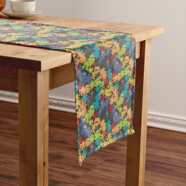 Little cute funny monsters medium table runner (In Situ)