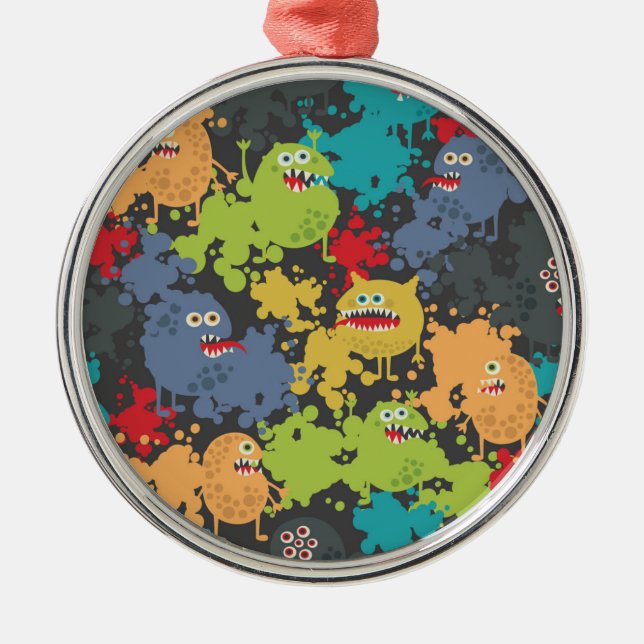 Little cute funny monsters metal ornament (Front)