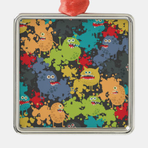 Little cute funny monsters metal ornament