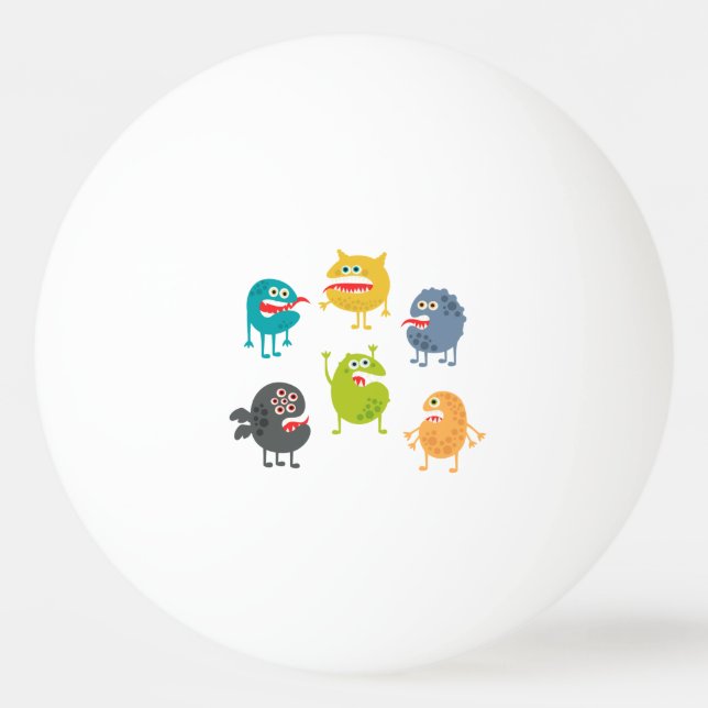 Little cute funny monsters ping pong ball (Front)
