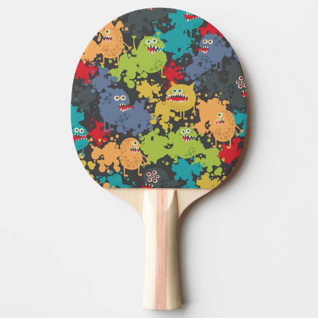 Little cute funny monsters ping pong paddle (Front)
