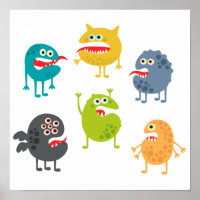 Little cute funny monsters