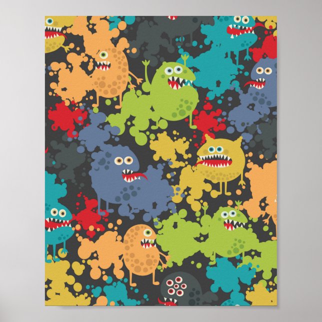 Little cute funny monsters poster (Front)