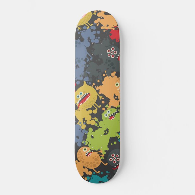 Little cute funny monsters skateboard (Front)