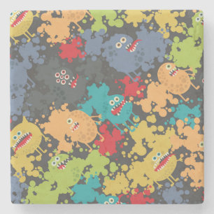 Little cute funny monsters stone coaster