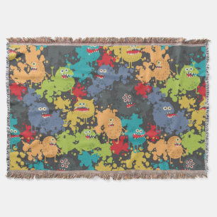 Little cute funny monsters throw blanket
