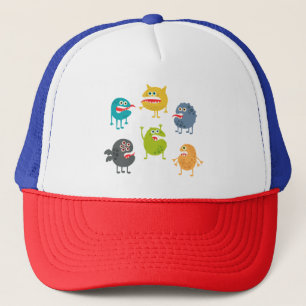 Little cute funny monsters trucker hat