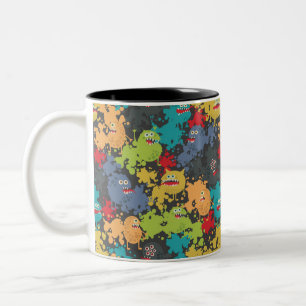 Little cute funny monsters Two-Tone coffee mug