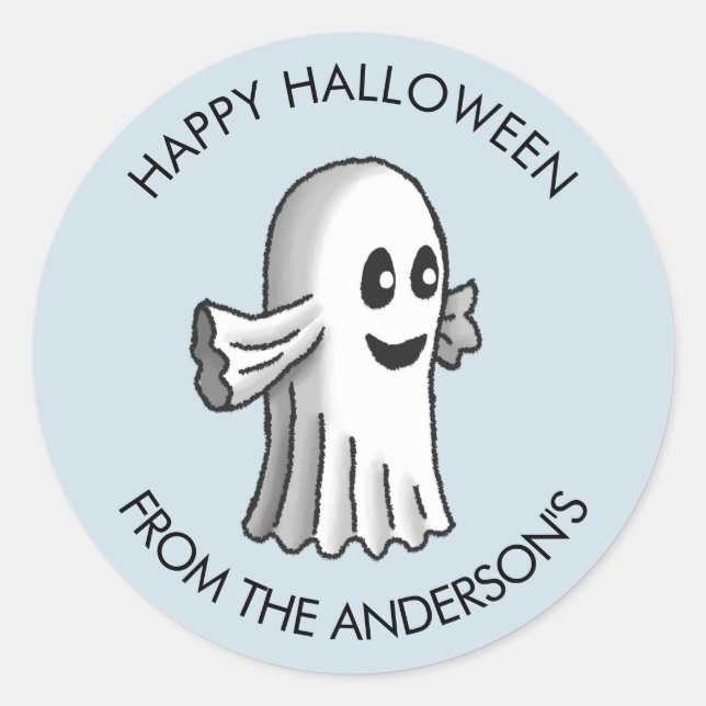 Little Cute Ghost Classic Round Sticker (Front)