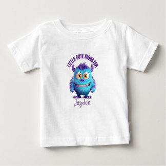 Little Cute Monster Purple Horns Personalised Baby T-Shirt