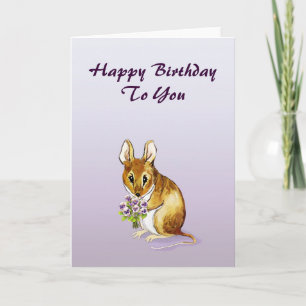 Little Cute Mouse Happy Birthday Card