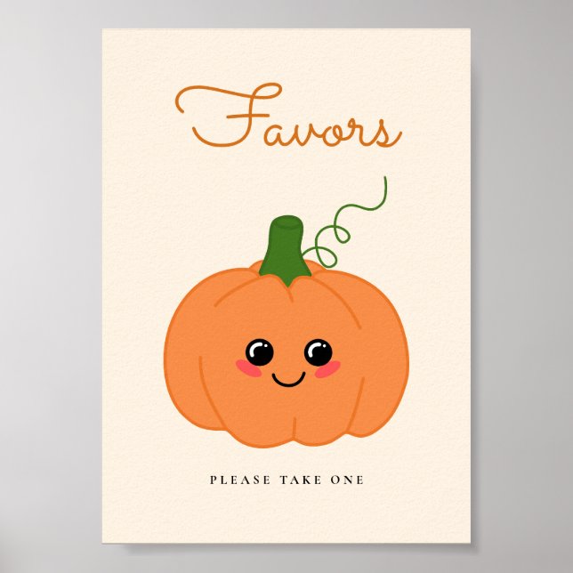 Little Cute Pumpkin Baby Shower Favour Table Sign (Front)