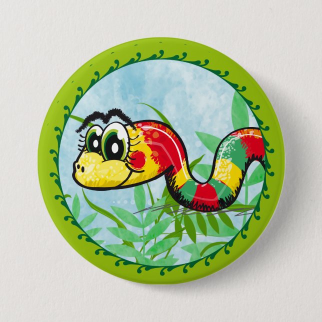 Little Cute Snake - green button (Front)