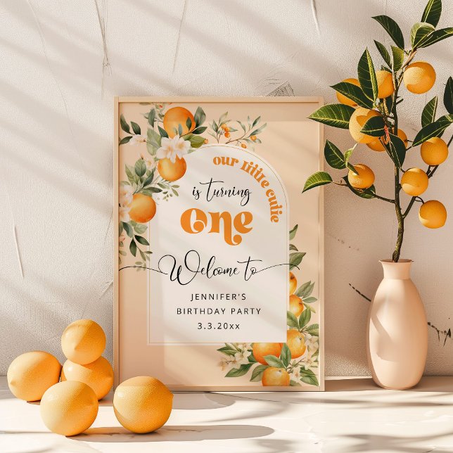 Little cutie 1st citrus birthday party welcome poster (Creator Uploaded)