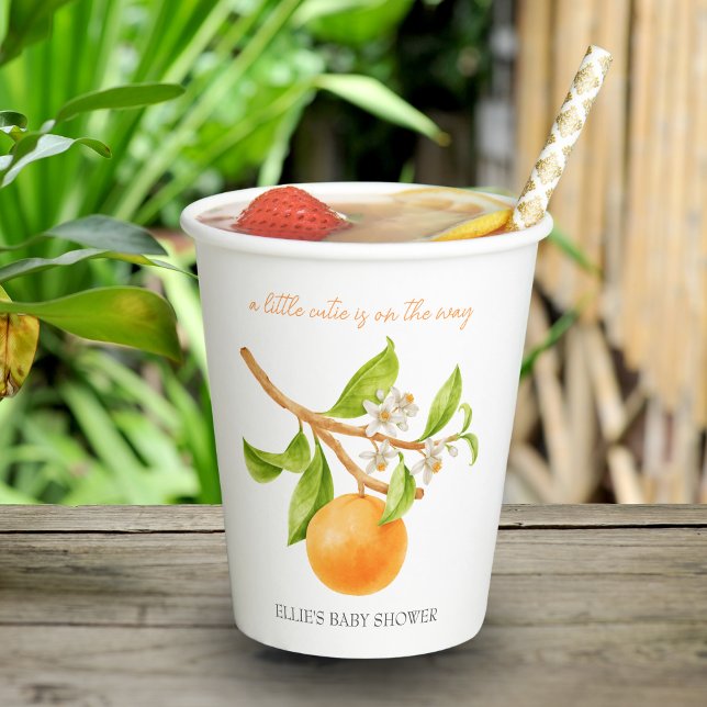 Little Cutie Aesthetic Baby Shower Paper Cups (A little cutie is on the way | Personalized paper cups for baby shower)