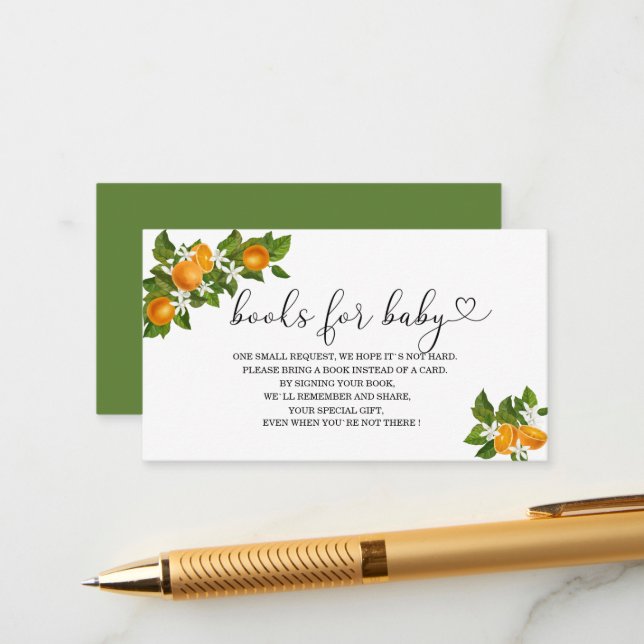 Little cutie baby shower books for baby enclosure card (Front/Back In Situ)