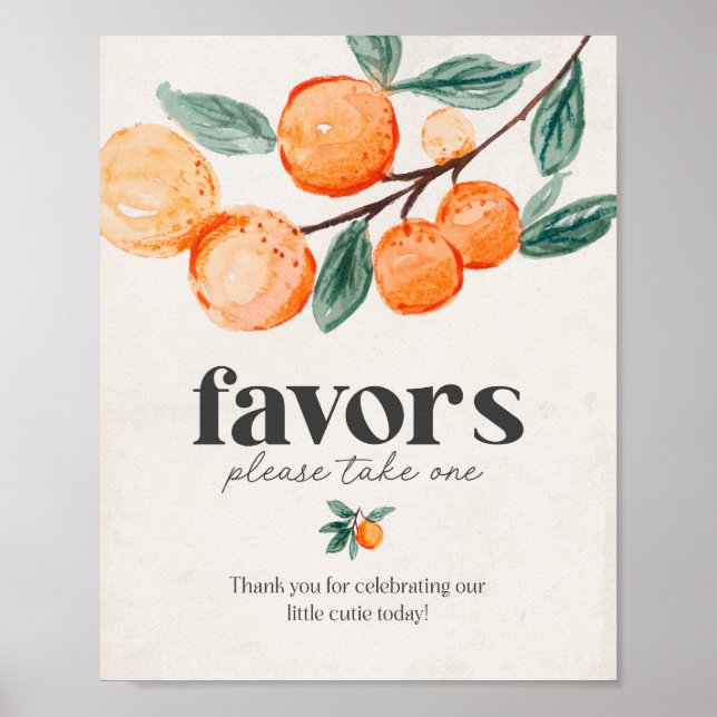 little cutie baby shower favours sign (Front)