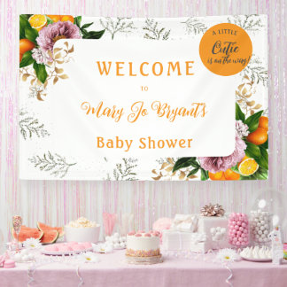 Little Cutie Baby Shower Floral and Fruit Banner