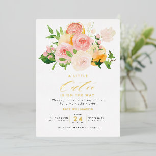 little cutie baby shower gold foil invitation