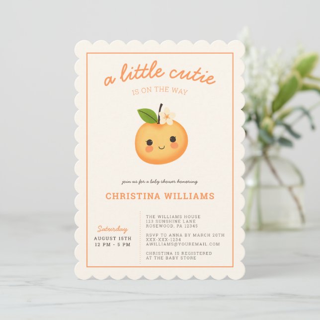 Little Cutie Baby Shower Invitation (Standing Front)