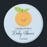 Little Cutie Baby Shower Magnet<br><div class="desc">A little cutie is on the way baby shower design featuring an adorable little clementine orange set on a light blue background.  Visit our shop to view our adorable little cutie design collection.</div>