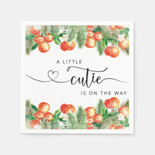 Little Cutie baby shower napkins evergreen trees