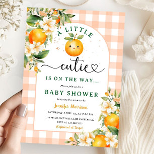 Little Cutie Baby Shower Orange Gender Neutral Invitation