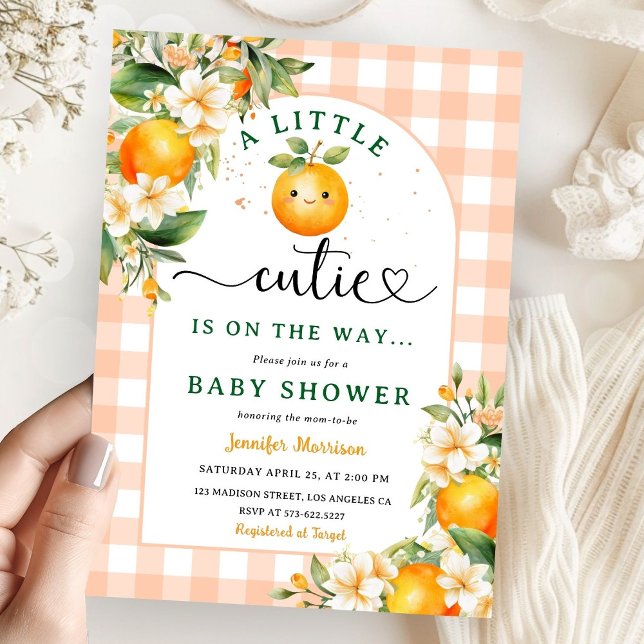 Little Cutie Baby Shower Orange Gender Neutral Invitation (Creator Uploaded)