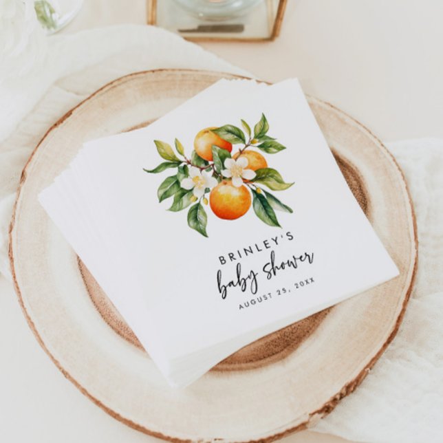 Little Cutie Baby Shower Paper Napkins Orange (Creator Uploaded)