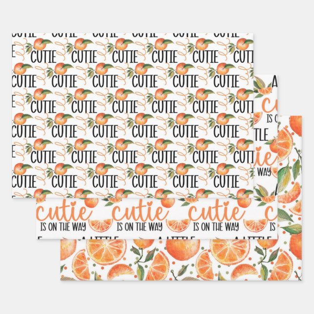 LITTLE CUTIE BABY SHOWER PATTERN WRAPPING PAPER SHEET (Set)