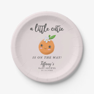 Little Cutie Baby Shower Pink Clementine Paper Plate
