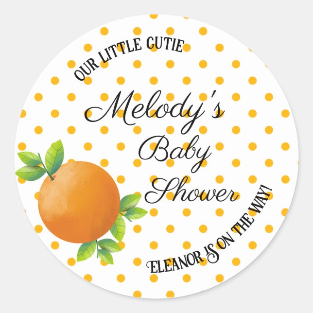 Little Cutie Baby Shower Stickers (Front)