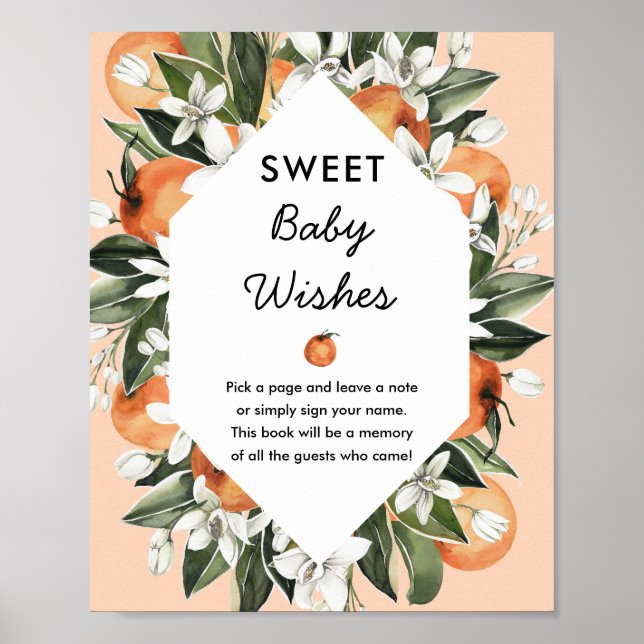 Little Cutie Baby Shower Sweet Baby Wishes Sign (Front)