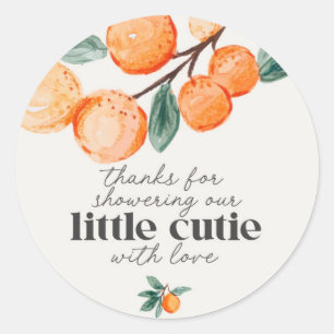 Little cutie baby shower thank you favour classic round sticker