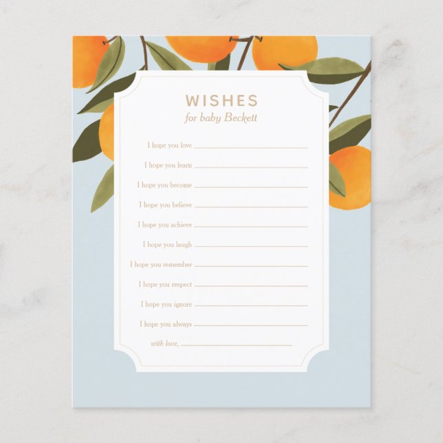 Little Cutie Baby Shower Wishes for Baby Card (Front)