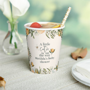 Little Cutie BabyShower Personalised Citrus Orange Paper Cups