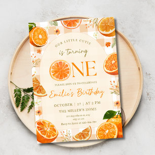 Little Cutie Birthday Oranges Citrus Fruit Garden Invitation