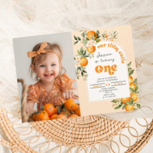 Little Cutie citrus 1st birthday girl photo Invitation