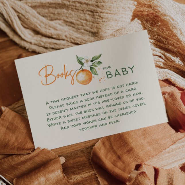 Little Cutie Citrus Baby Shower Books For Baby Enclosure Card (Creator Uploaded)