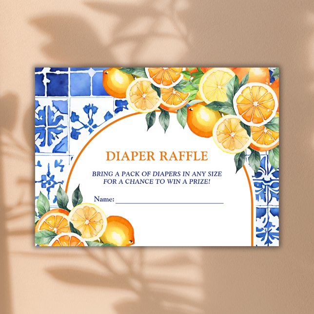 Little Cutie Citrus Baby Shower Diaper Raffle Enclosure Card (Creator Uploaded)