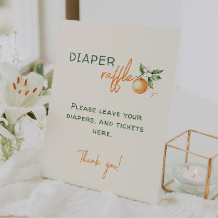 Little Cutie Citrus Baby Shower Diaper Raffle Pedestal Sign