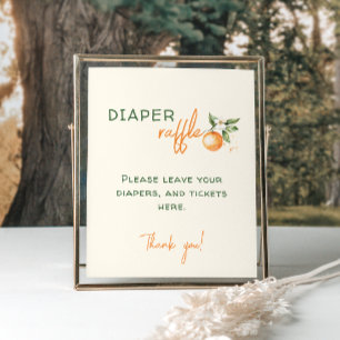 Little Cutie Citrus Baby Shower Diaper Raffle Poster