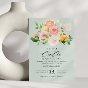 little cutie citrus baby shower invitation