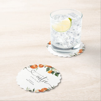 Little cutie citrus baby shower paper coaster