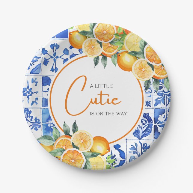 Little Cutie Citrus Baby Shower Paper Plate (Front)
