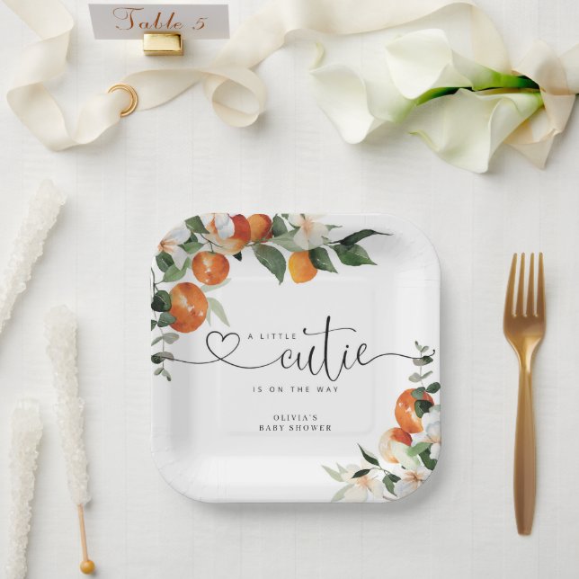Little cutie citrus baby shower paper plate (Wedding)