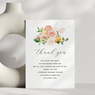 little cutie citrus baby shower thank you card
