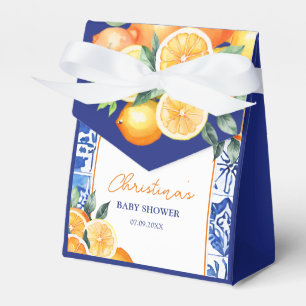 Little Cutie Citrus Blue Tiles Baby Shower Favour Box