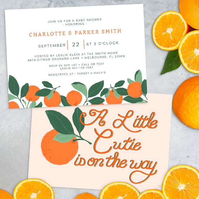 Little Cutie Citrus Botanical Baby Shower  Invitation (Cutie Baby Shower Invite)